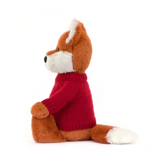 Bashful Fox Cub with Personalised Red Jumper